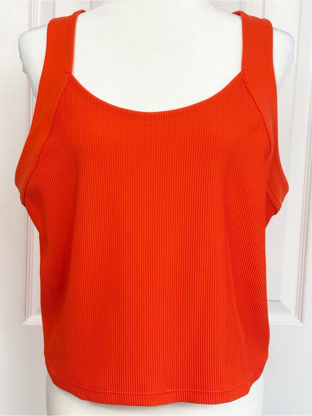 Athleta Orange Ribbed Knit Stretch Cropped Horizon Tank Camisole Top 1X